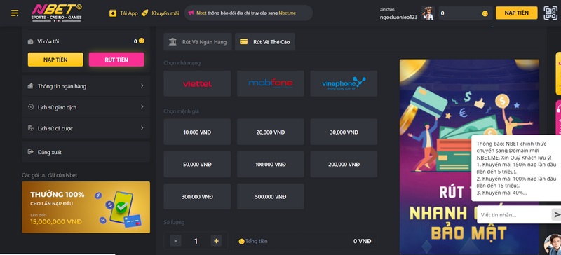 Hướng dẫn nạp tiền NBET và rút tiền nhanh chóng cho newbie 4 Rút Thẻ Cào Điện Thoại Tại Nhà Cái Nbet Cực Đơn Giản