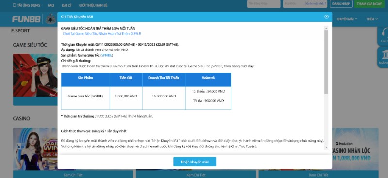 Khuyến mãi Fun88 - Đa dạng sự kiện siêu khủng tại nhà cái 12 Tham Gia Game Siêu Tốc Nhận Hoàn Trả Về 0,3%
