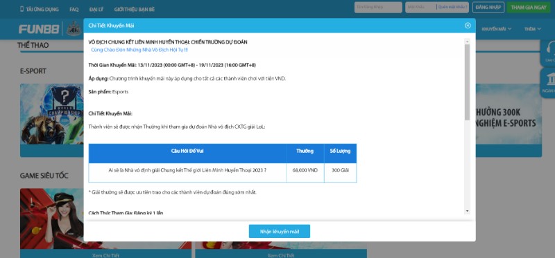 Khuyến mãi Fun88 - Đa dạng sự kiện siêu khủng tại nhà cái 9 Khuyến Mãi Tại Fun88 Dành Cho Anh Em Dự Đoán Nhà Vô Địch Lol