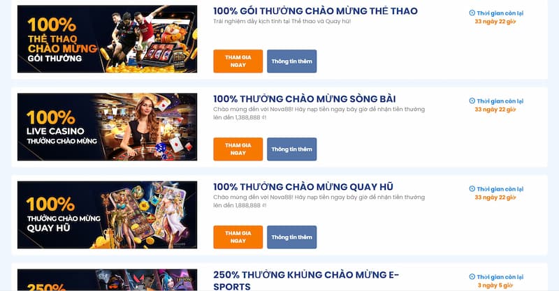 Nova88 - Nhà cái uy tín, đặt cược ăn tiền thật siêu lớn 6 Khuyến Mãi