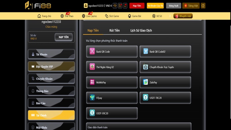 Nạp tiền Fi88 - Chi tiết hướng dẫn cho người mới nhập môn 1 Phương Thức Giao Dịch Có Tại Nhà Cái Fi88